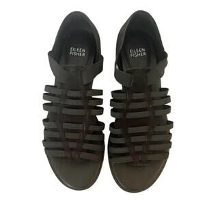 Eileen Fisher Black Suede Fisherman Sandals Quiet Luxury Size 7
